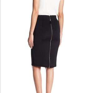 Catherine Malandrino Navy Blue gold Zipper Pencil Skirt